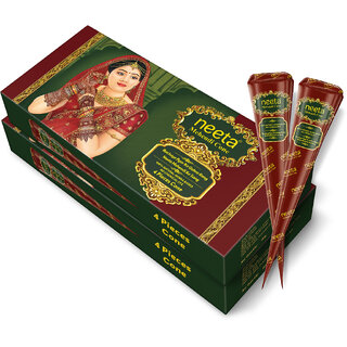 Ready to Use Mehendi Cone for Hand Design Pack of 2 (4 Henna Cones Each, 20g) Ready to Use Mehendi Cone for Hand Design Pack of 2 (4 Henna Cones Each, 20g)