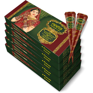                      Ready to Use Mehendi Cone for Hand Design  Pack of 5 (4 Henna Cones Each, 20g)                                              