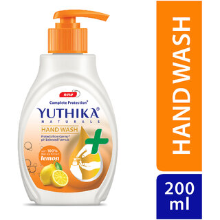 Yuthika Naturals Hand Wash 200ml Lemon - Complete Protection pH Balanced Formula