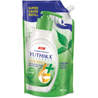 Yuthika Naturals Hand Wash 750ml Neem - 100 Natural Extracts, pH Balanced Yuthika Naturals Hand Wash 750ml Neem - 100 Natural Extracts, pH Balanced