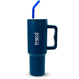                       IMECO ECO SIPPER ULTRA Stainless Steel Sipper with Straw, Straw Cleaner (1.2L, Blue)  BPA Free, Leak Proof Tumbler                                              