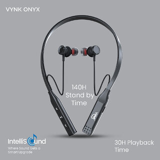 Vynk Carbon Neckband With MIC, 5.2 BT Sweat and Water proof (Black) Vynk Carbon Neckband With MIC, 5.2 BT Sweat and Water proof (Black)