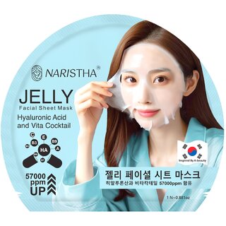 NARISTHA Jelly Facial Sheet Mask with Hyaluronic Acid Vita Cocktail Blend Hydrating, Brightening Anti-Aging All NARISTHA Jelly Facial Sheet Mask with Hyaluronic Acid Vita Cocktail Blend Hydrating, Brightening Anti-Aging All