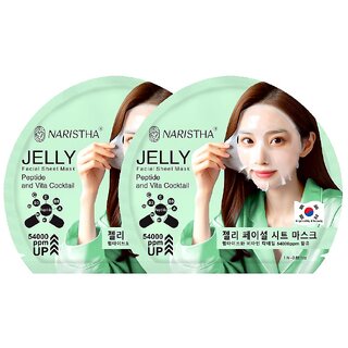                       NARISTHA Jelly Facial Sheet Mask with Peptides  Vita Cocktail  All Skin Types  Pack of 2                                              