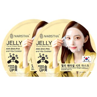                       NARISTHA Jelly Facial Sheet Mask with AHA, BHA, PHA  Salicylic Acid 0.2  Pack of 2                                              