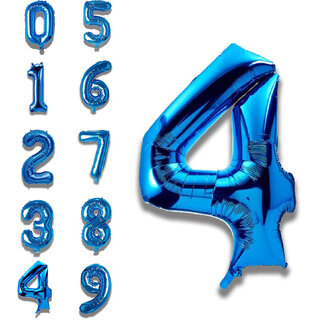 Fun Town Solid Blue 4 Number Foil Balloons 32 Fun Town Solid Blue 4 Number Foil Balloons 32