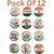 Indian Flag Badge for Republic and Independence Day Mixed Design  Metal  Plastic  Size 4.5 cm  Pack of 12