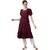 JADIIDA Beautiful Embroidery Women Hakoba Cotton A-line Kurta  (Maroon)