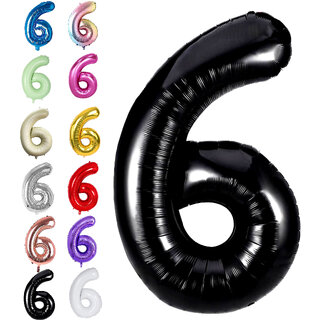                       Fun Town Solid Black 6 Number Foil Balloons 32