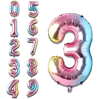                       Fun Town Solid Multicolor 3 Number Foil Balloons 32