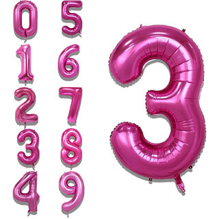 Fun Town Solid Pink 3 Number Foil Balloons 32 Fun Town Solid Pink 3 Number Foil Balloons 32
