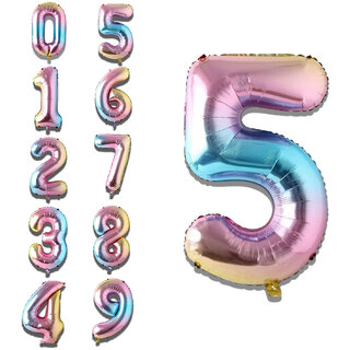                       Fun Town Solid Multicolor 5 Number Foil Balloons 32
