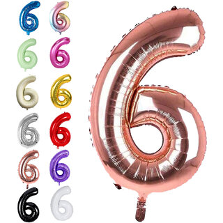                       Fun Town Solid Rose Gold 6 Number Foil Balloons 32