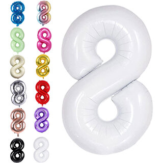                       Fun Town Solid White 8 Number Foil Balloons 32