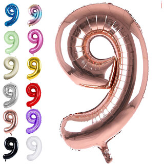                       Fun Town Solid Rose Gold 9 Number Foil Balloons 32