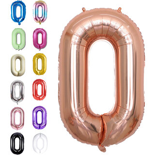                       Fun Town Solid Rose Gold 0 Number Foil Balloons 32