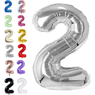 Fun Town Solid Silver 2nd Number Foil Balloons 32 Fun Town Solid Silver 2nd Number Foil Balloons 32