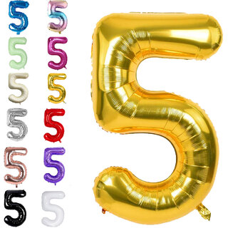                       Fun Town Solid Gold 5 Number Foil Balloons 32