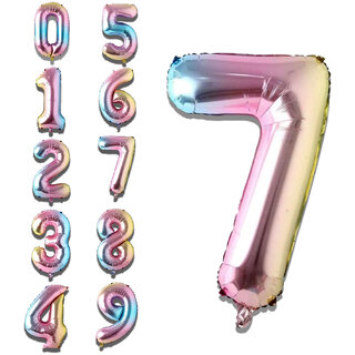                       Party Bird Solid Multicolor 7 Number Foil Balloons 32