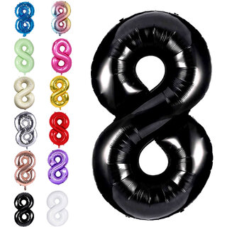Party Bird Solid Black 8 Number Foil Balloons 32 Party Bird Solid Black 8 Number Foil Balloons 32