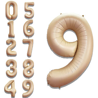 Party Bird Solid Beige 9/Nine Number Foil Balloons 32 Party Bird Solid Beige 9/Nine Number Foil Balloons 32