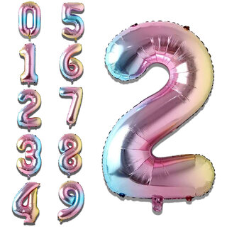                       Party Bird Solid multicolor 2/two Number Foil Balloons 32