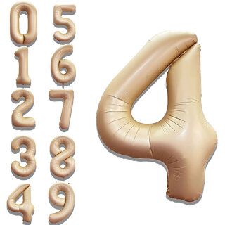                       Party Bird Solid Beige 4 Number Foil Balloons 32