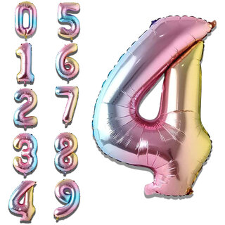 Party Bird Solid Multicolor 4 Number Foil Balloons 32 Party Bird Solid Multicolor 4 Number Foil Balloons 32