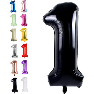                       Party Bird Solid Black 1/one Number Foil Balloons 32