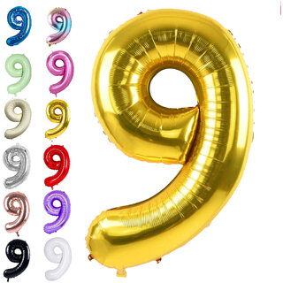 Party Bird Solid Gold 9 Number Foil Balloons 32 Party Bird Solid Gold 9 Number Foil Balloons 32