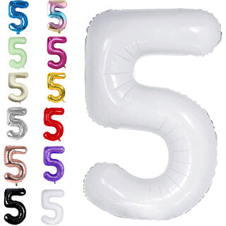 Party Bird Solid White 5 Number Foil Balloons 32 Party Bird Solid White 5 Number Foil Balloons 32