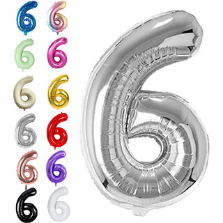                      Party Bird Solid Silver 6 six Number Foil Balloons 32