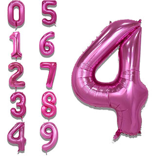 Party Bird Solid Pink 4 Number Foil Balloons 32 Party Bird Solid Pink 4 Number Foil Balloons 32