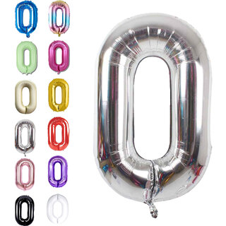                       Party Bird Solid Silver 0 Number Foil Balloons 32