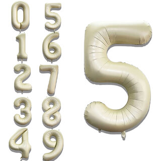                       Party Bird Solid White 5 Number Foil Balloons 32