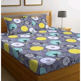 Double Bed Printed Poly Cotton Bedsheet with 2 Pillow Covers Double Bed Printed Poly Cotton Bedsheet with 2 Pillow Covers