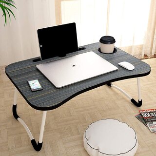                       Wood Standard Multi-Purpose Laptop Table With Dock Stand/Study/Bed Table/Foldable  Portable/Ergonomic  Rounded Edges/N                                              