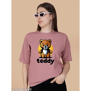                       Wexam Style Women Pink Printed Round Neck Short Sleeve Top                                              