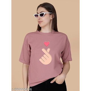                       Wexam Style Women Pink Printed Round Neck Short Sleeve Top                                              