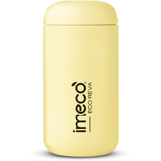                      IMECO ECO REVA Capsule Shaped Stainless Steel Water Bottle   Leak-Proof, BPA-Free (400 ml, Light Yellow)                                              