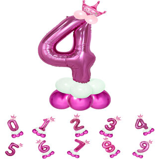 Birthday & Anniversary Party Decoration Kids Toy Pastel Balloons Crown With Black 4/Four Number Foil Balloons Combo Set Birthday & Anniversary Party Decoration Kids Toy Pastel Balloons Crown With Black 4/Four Number Foil Balloons Combo Set