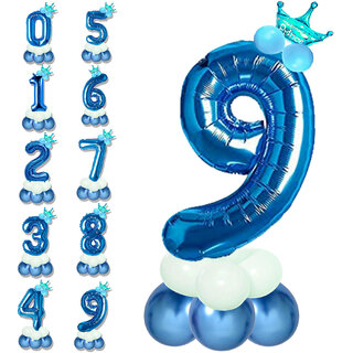 Birthday & Anniversary Party Decoration Kids Toy Pastel Balloons Crown with Blue 9 /Nine Number Foil Balloons Combo Set Birthday & Anniversary Party Decoration Kids Toy Pastel Balloons Crown with Blue 9 /Nine Number Foil Balloons Combo Set