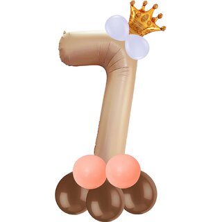                       Birthday & Anniversary Party Decoration Kids Toy Pastel Balloons,Crown With Beige 7/Nine Number Foil Balloons Combo Set                                              