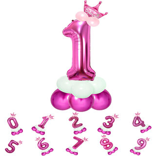 Birthday Anniversary Party Decoration Kids Toy Pastel Balloons Crown With Green 1/One Number Foil Balloons Combo Set Birthday Anniversary Party Decoration Kids Toy Pastel Balloons Crown With Green 1/One Number Foil Balloons Combo Set