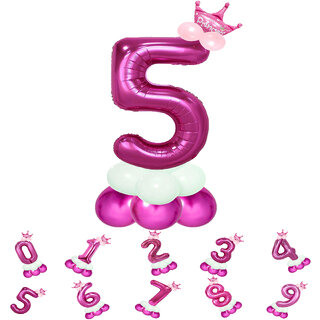 Birthday Anniversary Party Decoration Kids Toy Pastel Balloons Crown With Silver 5/Five Number Foil Balloons Combo Set Birthday Anniversary Party Decoration Kids Toy Pastel Balloons Crown With Silver 5/Five Number Foil Balloons Combo Set