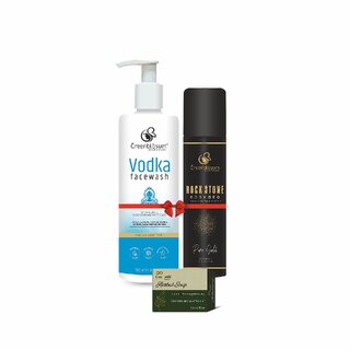                      Greenblosum Vodka face wash 100 ML  Rock stone Pure gold 75 ML  herbal soap 100 GM pack of 3                                              
