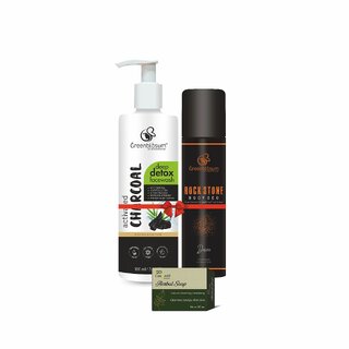                       Greenblosum Charcol face wash 100 ML  Rock stone Desire 75 ML  Herbal soap 100 GM pack of 3                                              