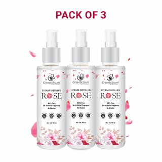                       Pack of 3 Greenblosum Rose Water Skin Toner 100ml  Gulab jal  No Paraben  Alcohol Free  Cleanses, Hydrates                                              