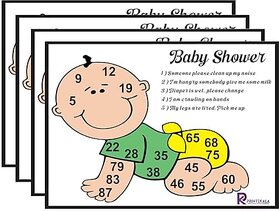 Printzkala 100GSM Paper Baby Shower Special Tambola Baby Shower Game to Entertain Guests During Baby Shower Parties (Pack of 50 Leaf) White