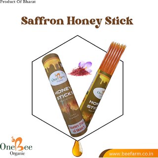                       ONE BEE ORGANIC  Saffron Infused Honey Sticks  Natural Infused Honey Sticks(30 Sticks Each of 8g)                                              